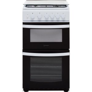 "Indesit gas cooker with 66-litre conventional oven and four-zone gas hob"
