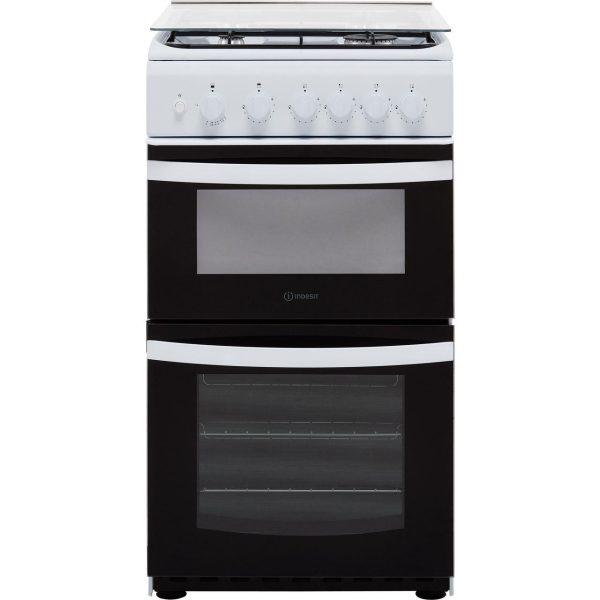 "Indesit gas cooker with 66-litre conventional oven and four-zone gas hob"